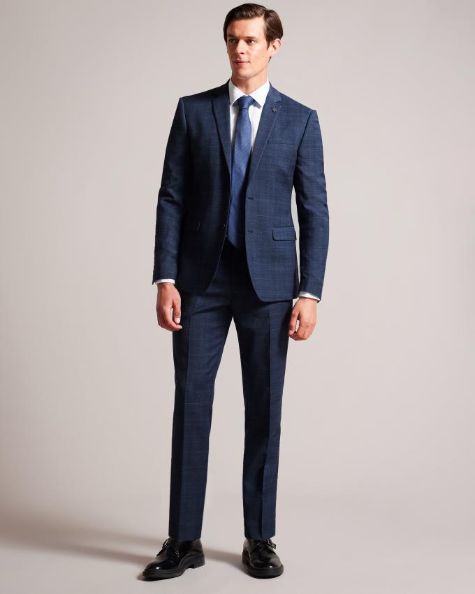 Veste Ted Baker Wool Blend Check Suit Bleu Marine Homme | UMK-94869200